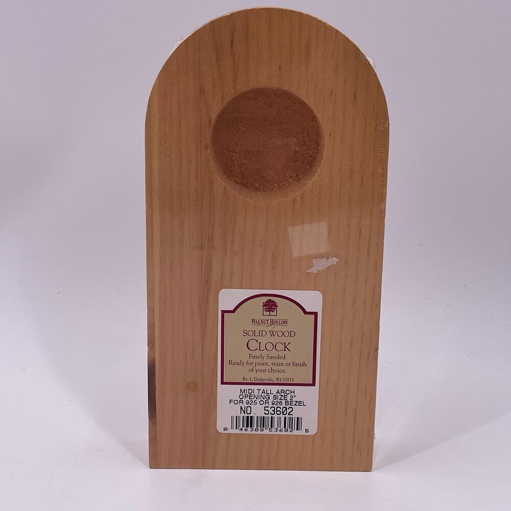 Solid Wood Arched Clock Base 2" Circle Clock Opening DIY Paint Stain Decorate